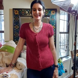 LOFT Rich Red Short Sleeve Cardigan